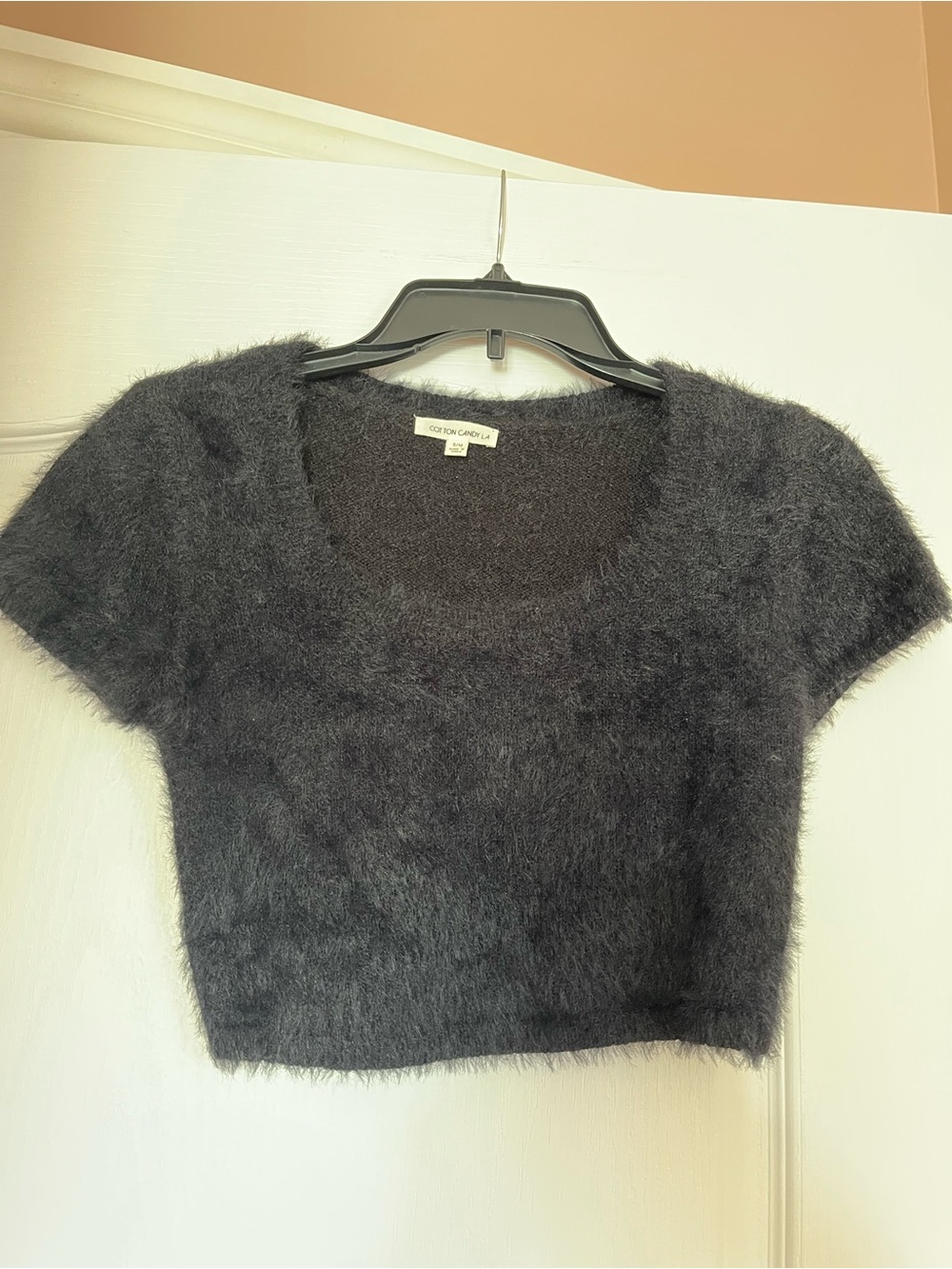 Cotton Candy Black Fuzzy Knit Top